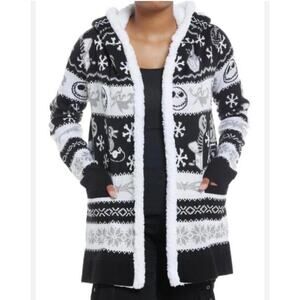 The Nightmare Before Christmas Fair Isle Sherpa Open Cardigan Ladies Sz Med